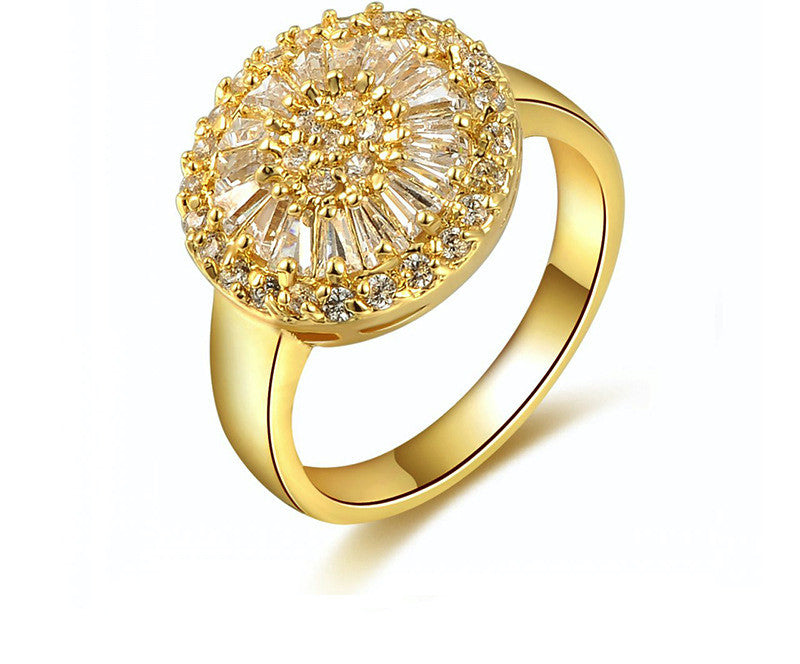 18K Gold Plated Raven Ring with Simulated Diamond