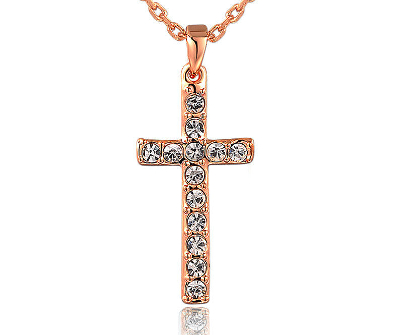 18K Rose Gold Plated Aubrey Necklace with Simulated Diamond
