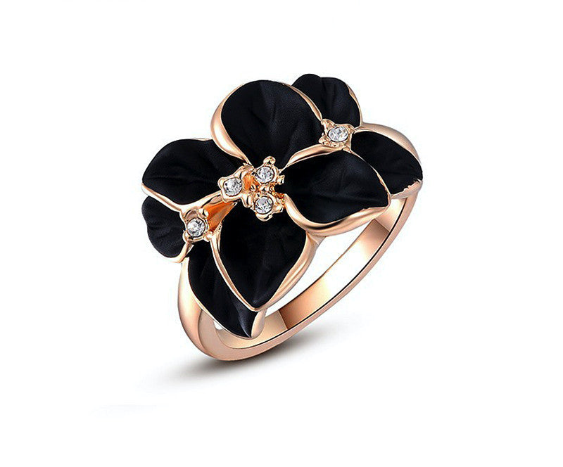 18K Rose Gold Plated Autumn Ring with Simulated Diamond