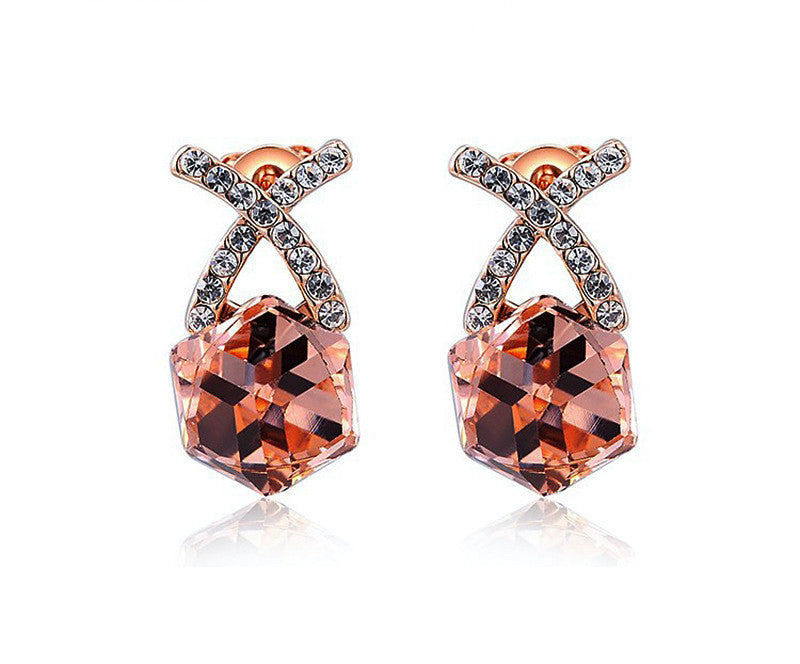 18K Rose Gold Plated Danielle Earrings with Simulated Diamond