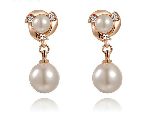 18K Rose Gold Plated Elizabeth Earrings with Simulated Diamond