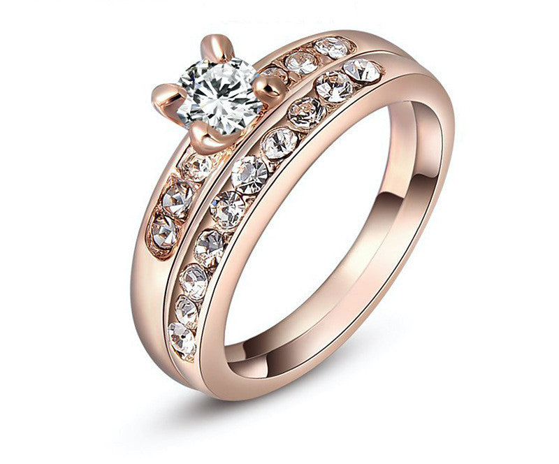 18K Rose Gold Plated Elizabeth Ring with Simulated Diamond