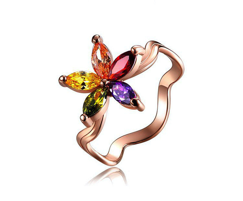 18K Rose Gold Plated Elsie Ring with Simulated Diamond