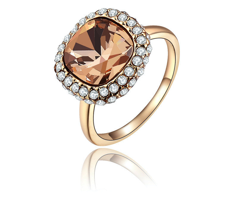 18K Rose Gold Plated Francesca Ring with Simulated Diamond