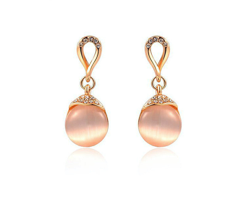 18K Rose Gold Plated Genevieve Earrings with Simulated Diamond