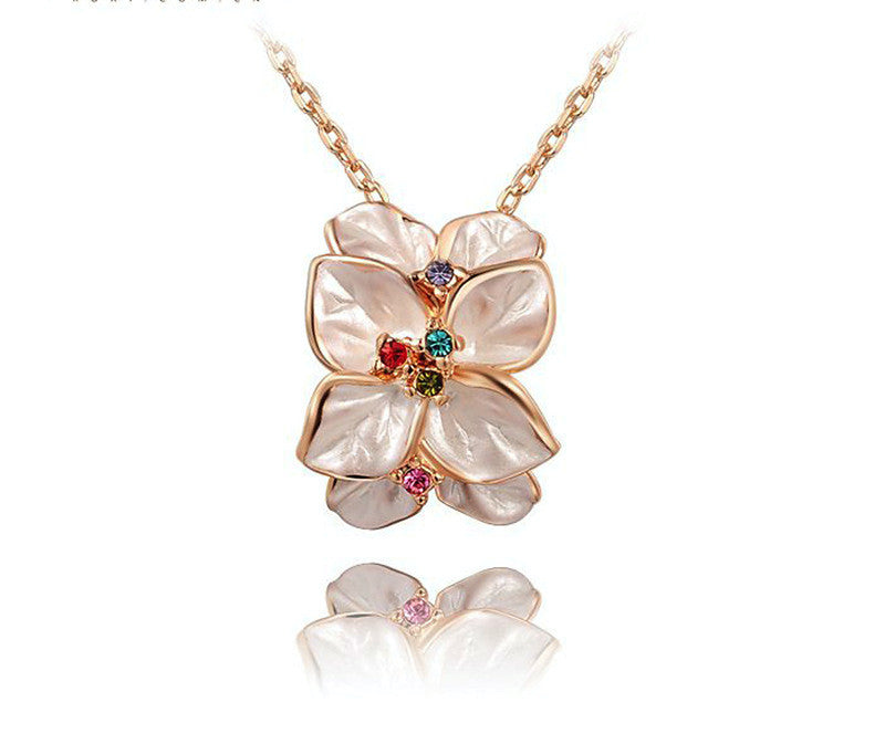 18K Rose Gold Plated Hannah Necklace with Simulated Diamond