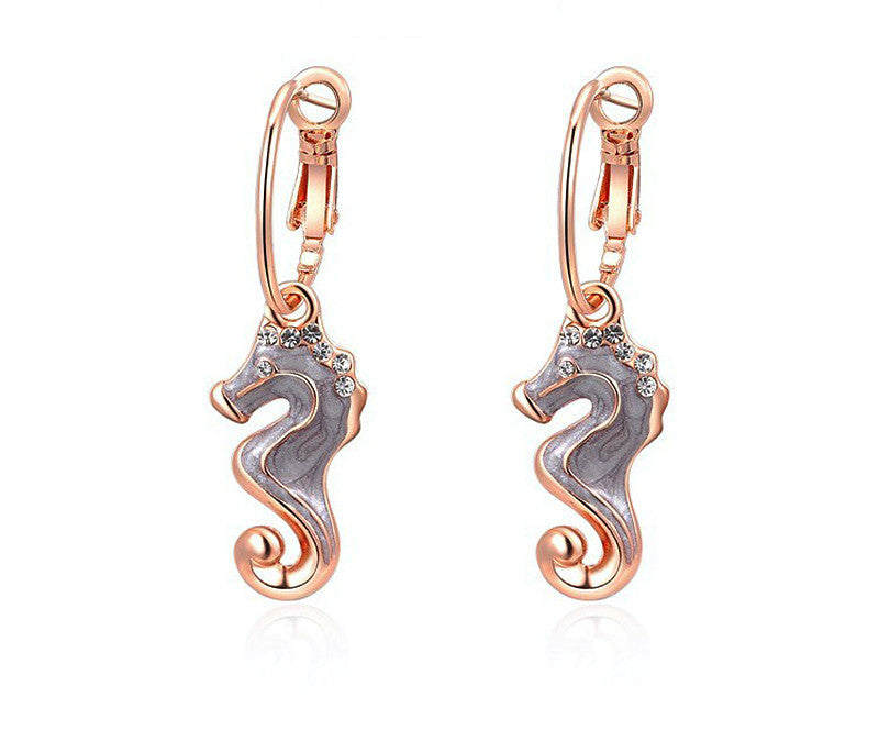 18K Rose Gold Plated Harley Earrings with Simulated Diamond