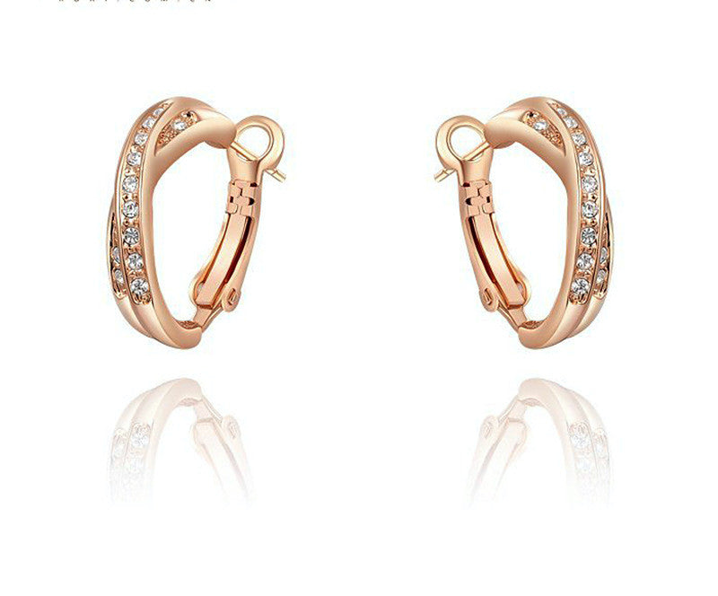 18K Rose Gold Plated Harper Earrings with Simulated Diamond