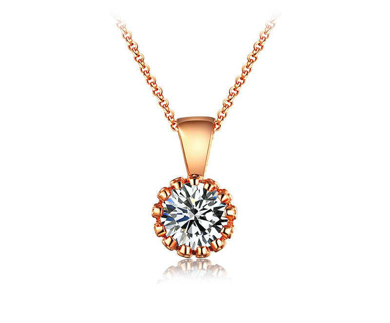 18K Rose Gold Plated Heaven Necklace with Simulated Diamond
