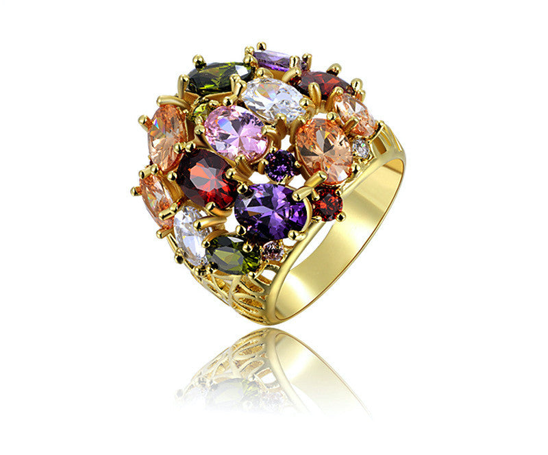 18K Rose Gold Plated Jazmin Ring with Simulated Diamond