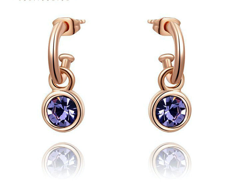 18K Rose Gold Plated Julia Earrings with Simulated Diamond