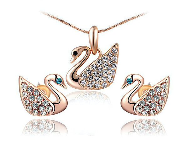 18K Rose Gold Plated Khloe Necklace and Earrings Set with Simulated Diamond