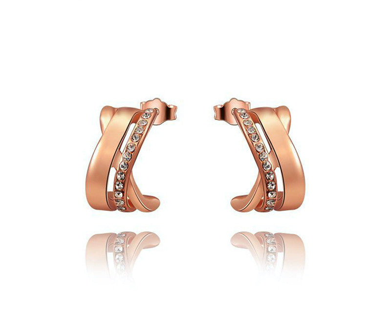 18K Rose Gold Plated Kira Earrings with Simulated Diamond