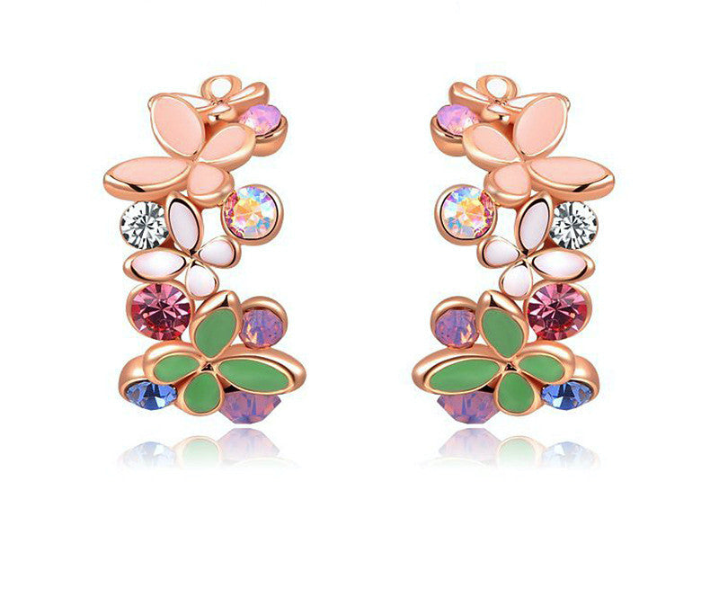 18K Rose Gold Plated Leilani Earrings with Simulated Diamond