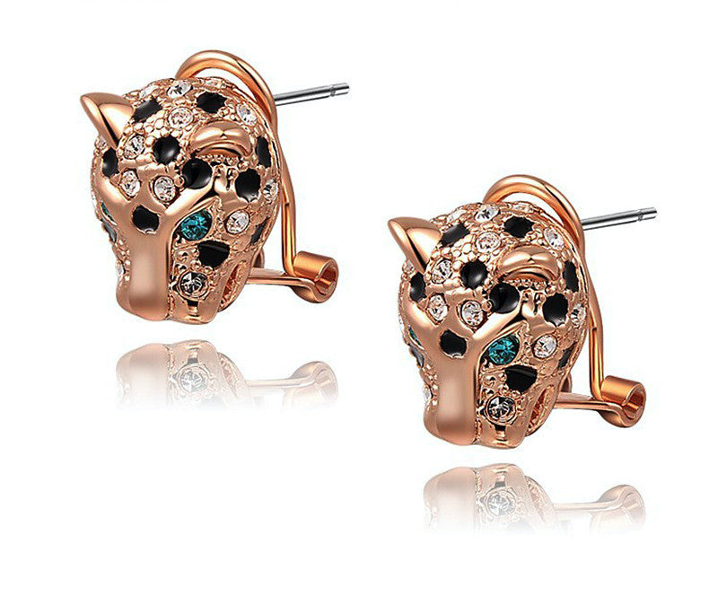 18K Rose Gold Plated Lily Earrings with Simulated Diamond