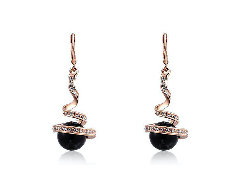 18K Rose Gold Plated London Earrings with Simulated Diamond