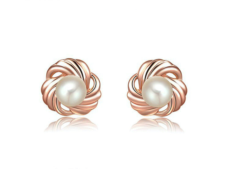 18K Rose Gold Plated Lorelei Earrings with Simulated Diamond