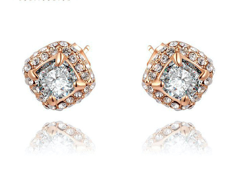 18K Rose Gold Plated Lucy Earrings with Simulated Diamond