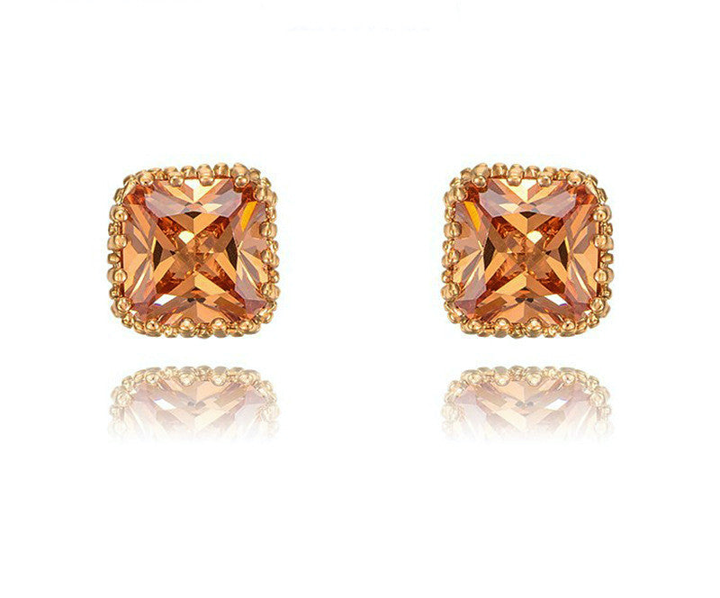 18K Rose Gold Plated Madeline Earrings with Simulated Diamond