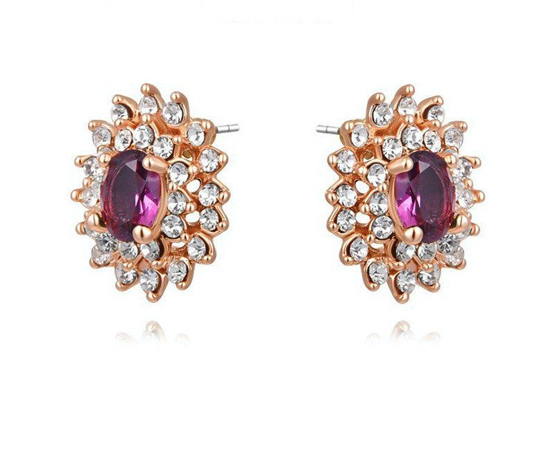 18K Rose Gold Plated Matilda Earrings with Simulated Diamond