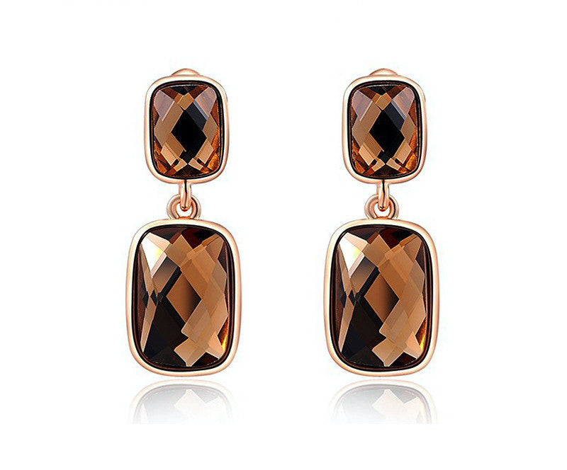 18K Rose Gold Plated Morgan Earrings with Simulated Diamond