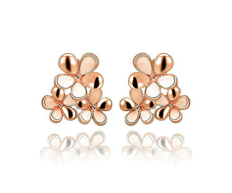 18K Rose Gold Plated Raven Earrings with Simulated Diamond
