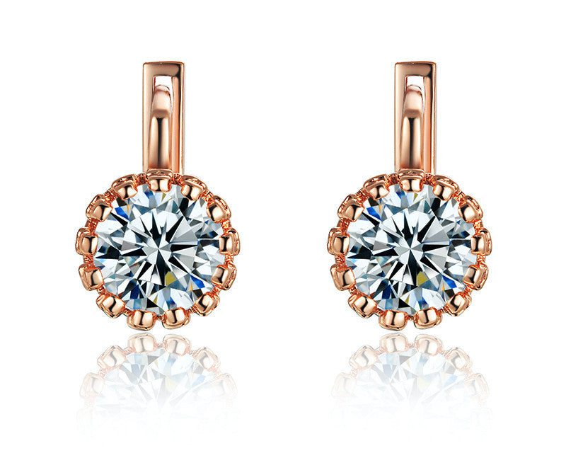 18K Rose Gold Plated Rowan Earrings with Simulated Diamond