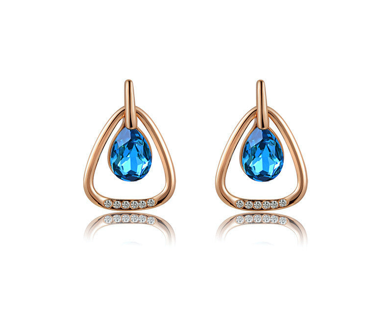 18K Rose Gold Plated Sarai Earrings with Simulated Diamond