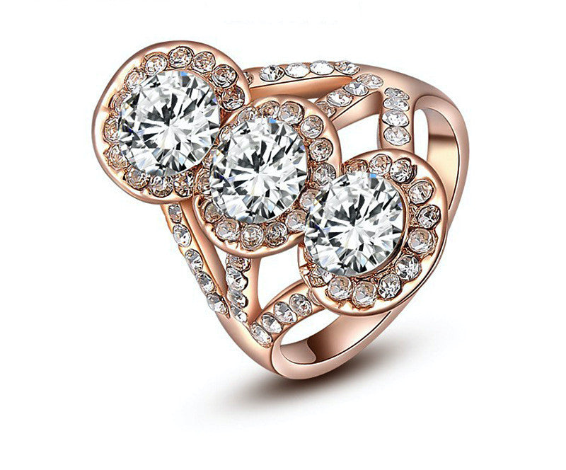 18K Rose Gold Plated Eliza Ring with Simulated Diamond