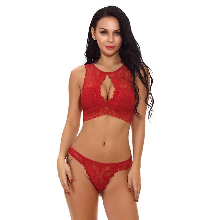 Wine Red Lingerie Lace Set