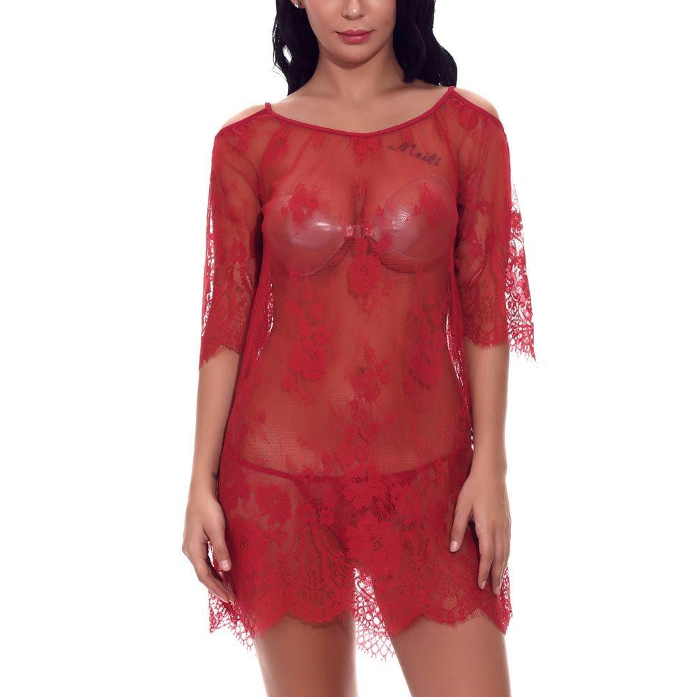 Wine Red Lingerie Lace Babydoll