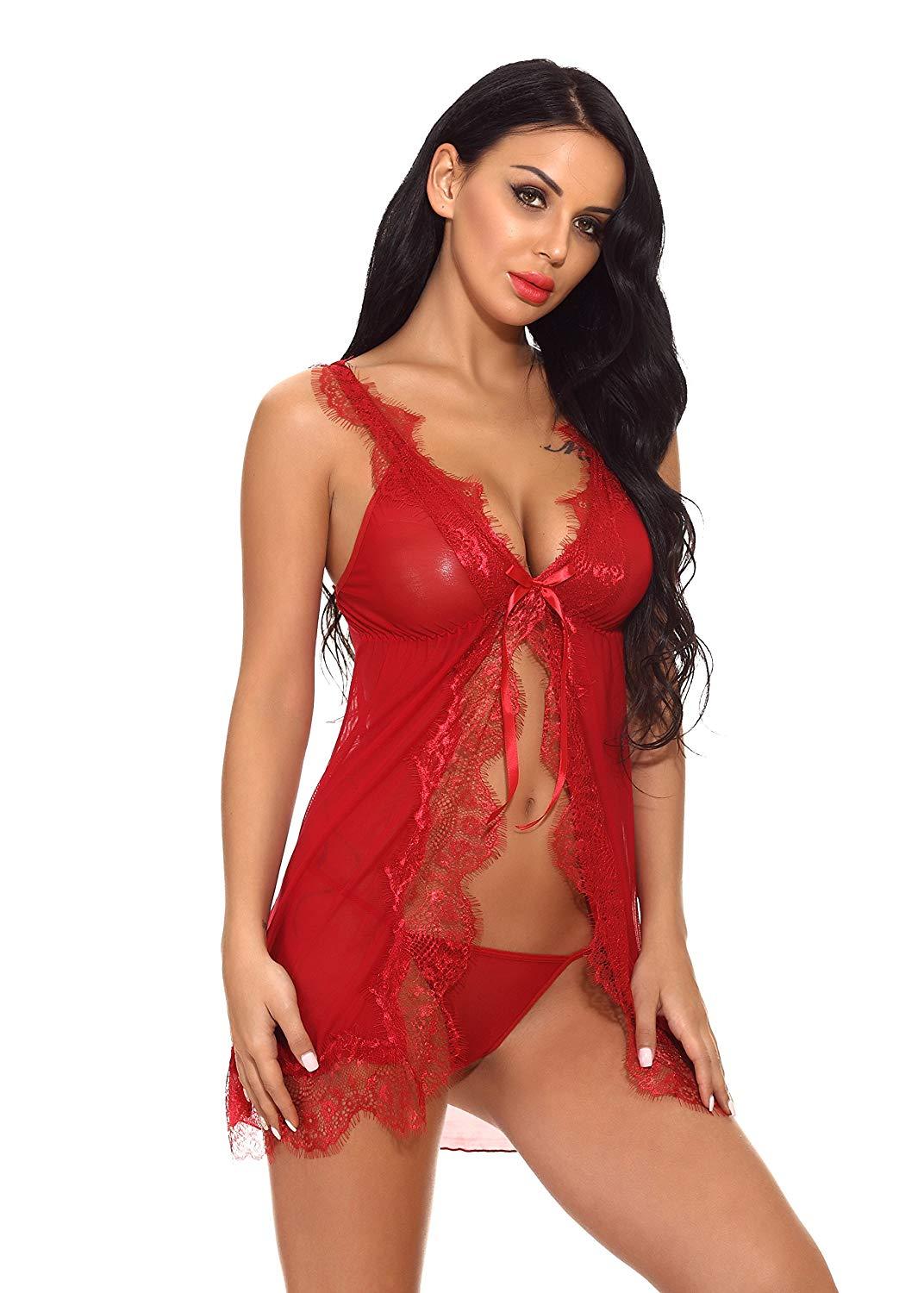 Wine Red Lingerie Babydoll