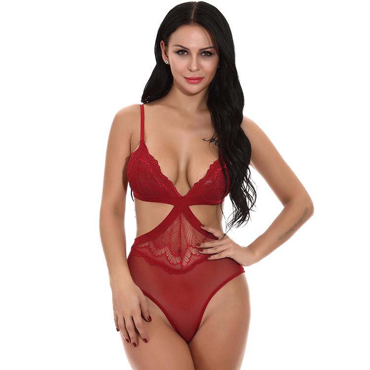 Wine Red Lingerie Bodysuit