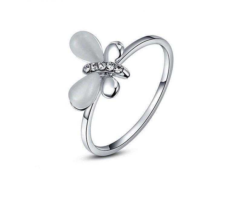 Platinum Plated Abby Ring with Simulated Diamond