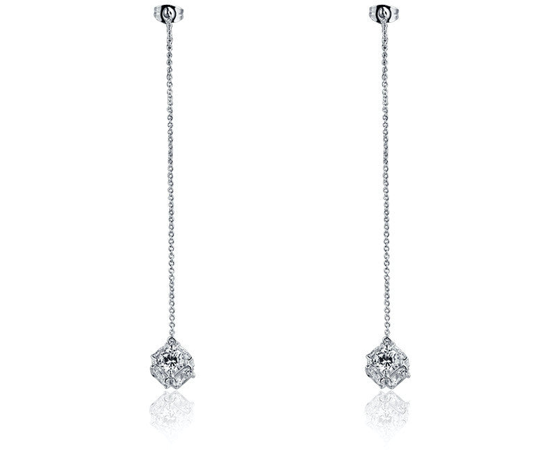 Platinum Plated Aileen Earrings with Simulated Diamond
