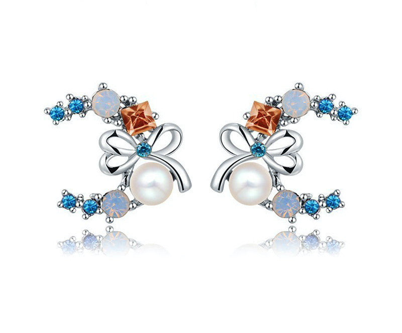 Platinum Plated Aleena Earrings with Simulated Diamond