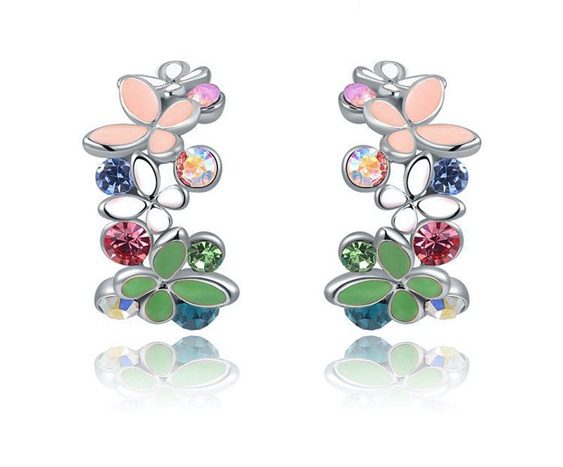 Platinum Plated Aliyah Earrings with Simulated Diamond