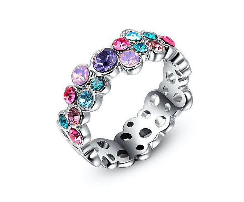Platinum Plated Aria Ring with Simulated Diamond