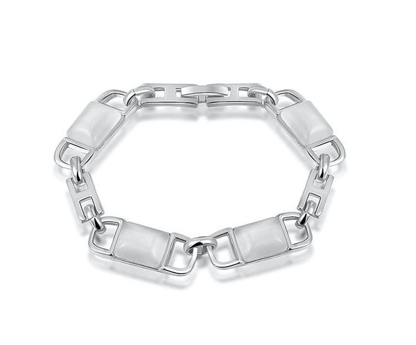 Platinum Plated Ariel Bracelet with Simulated Diamond