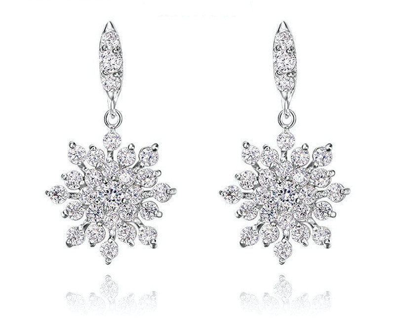Platinum Plated Aurora Earrings with Simulated Diamond