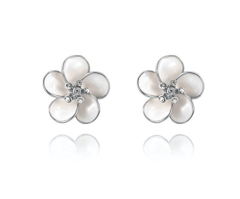 Platinum Plated Carolina Earrings with Simulated Diamond