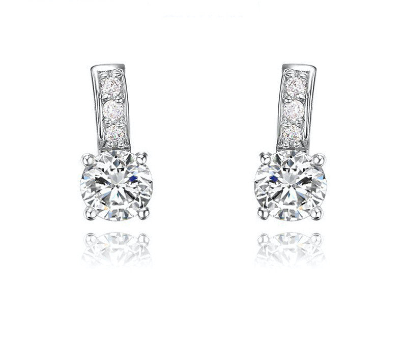 Platinum Plated Charlie Earrings with Simulated Diamond