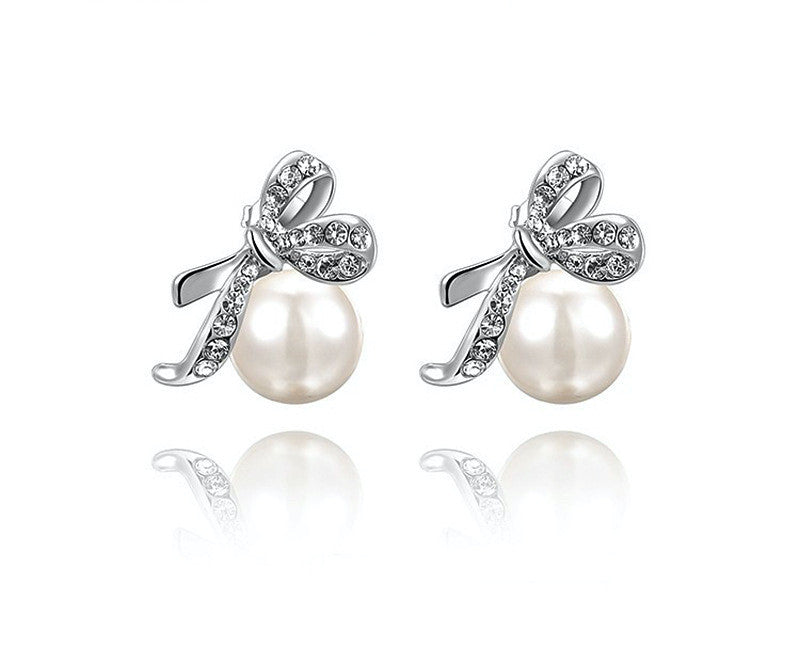 Platinum Plated Chelsea Earrings with Simulated Diamond