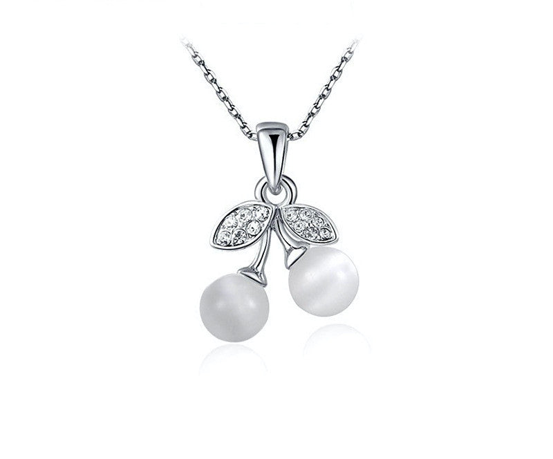 Platinum Plated Delaney Necklace with Simulated Diamond
