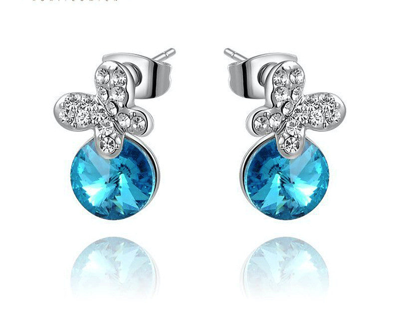 Platinum Plated Dylan Earrings with Simulated Diamond