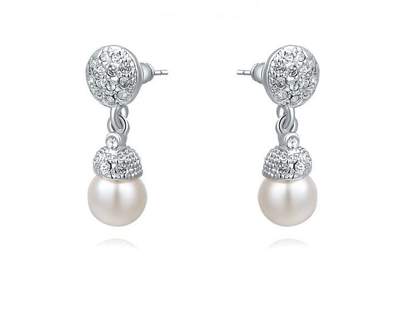 Platinum Plated Elena Earrings with Simulated Diamond