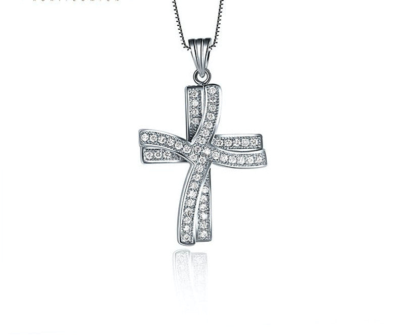 Platinum Plated Ella Necklace with Simulated Diamond