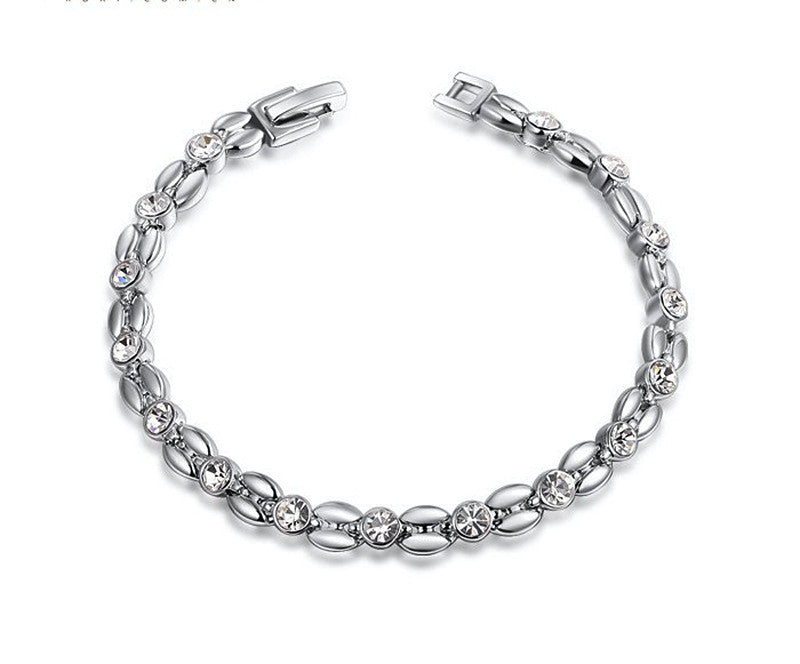 Platinum Plated Emily Bracelet with Simulated Diamond