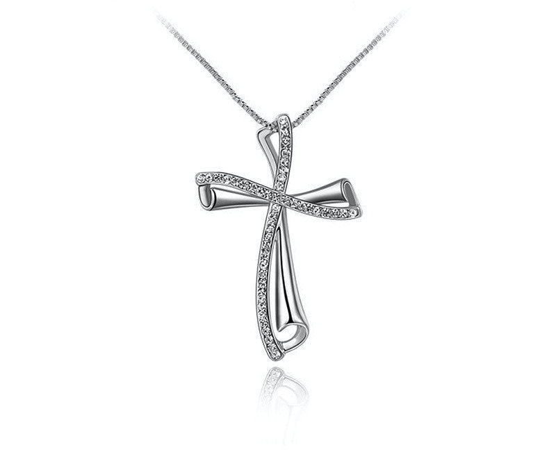 Platinum Plated Emily Necklace with Simulated Diamond