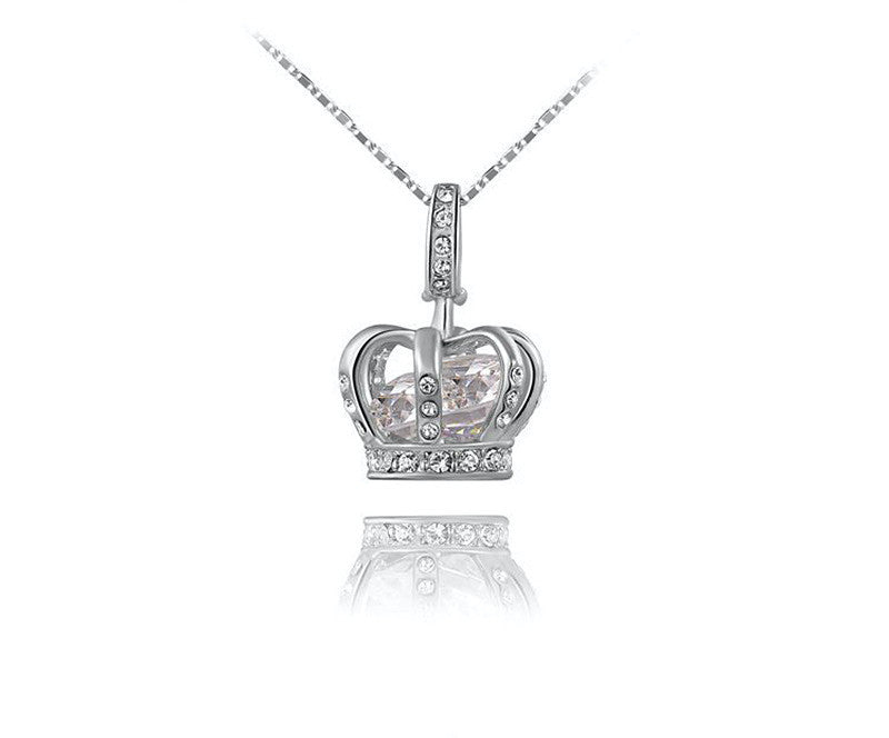 Platinum Plated Eva Necklace with Simulated Diamond